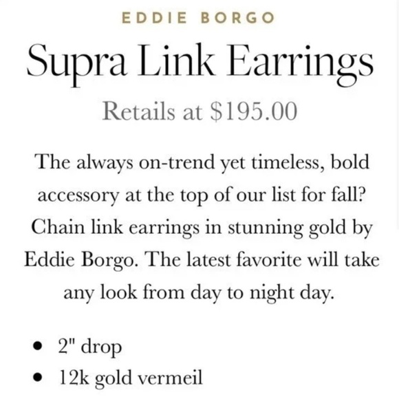 Eddie Borgo Gold Supra Chain Link Earrings 2” Drop Post Back 12k Gold Vermeil - Picture 6 of 9